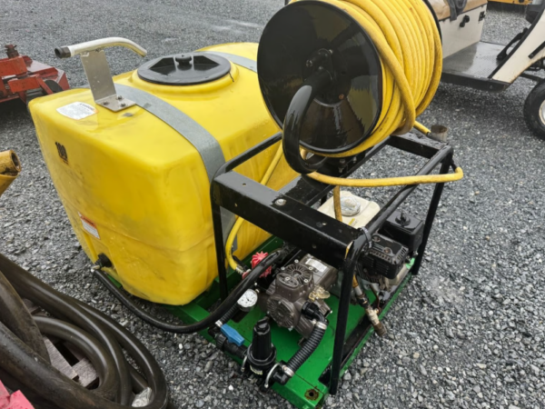 100G Skid Sprayer – Yellow – with Hose Reel